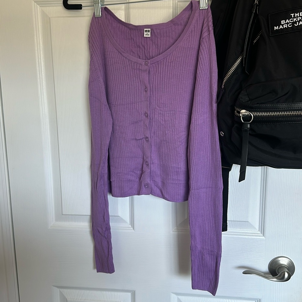 Uniqlo lilac. Colored sweater cardigan